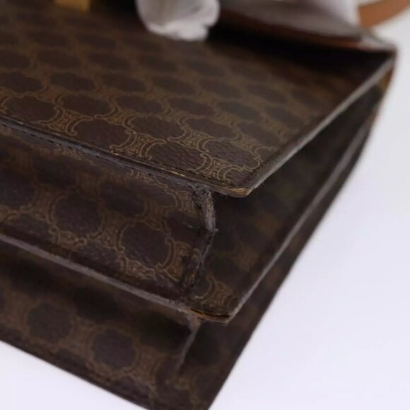 CELINE Macadam Canvas Shoulder Bag PVC Leather Brown Auth - Picture 10 of 16